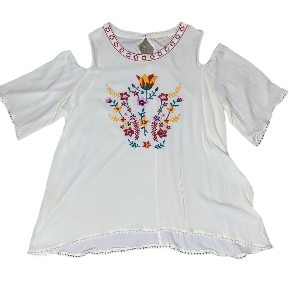 ODDY Embroidered Cold Shoulder Top 1XL